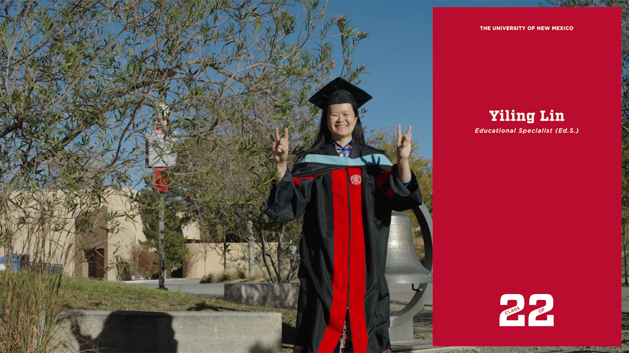 Photo of Yiling Lin in cap and gown